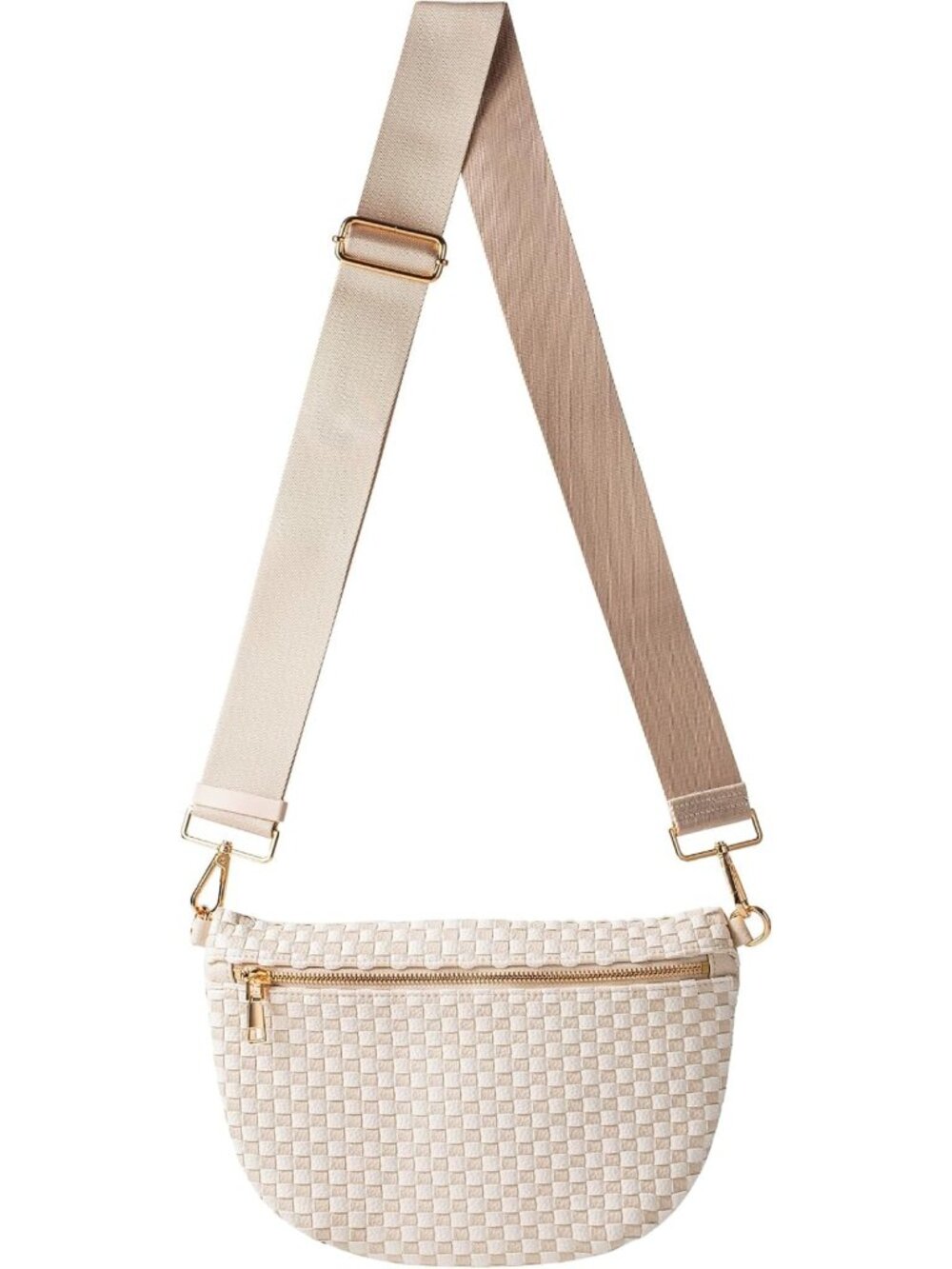 Checkered Woven Crossbody Bag for Women, Adjustable Sling Purse for Travel